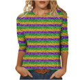 thumbnail image 1 of Penkiiy Blouse Carnaval pour Femmes Mardi Gras Mode Imprimée Décontractée Col Rond Manches 3/4 T-shirt Blouse TG Multicolore, 1 of 5