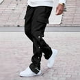 thumbnail image 5 of MELDVDIB Mens Cargo Pants Fashion Light Weight Side Button-Up Solid Color Cargo Joggers Straight Leg Drawstring Waisted Travel Pants with Pockets, 5 of 5