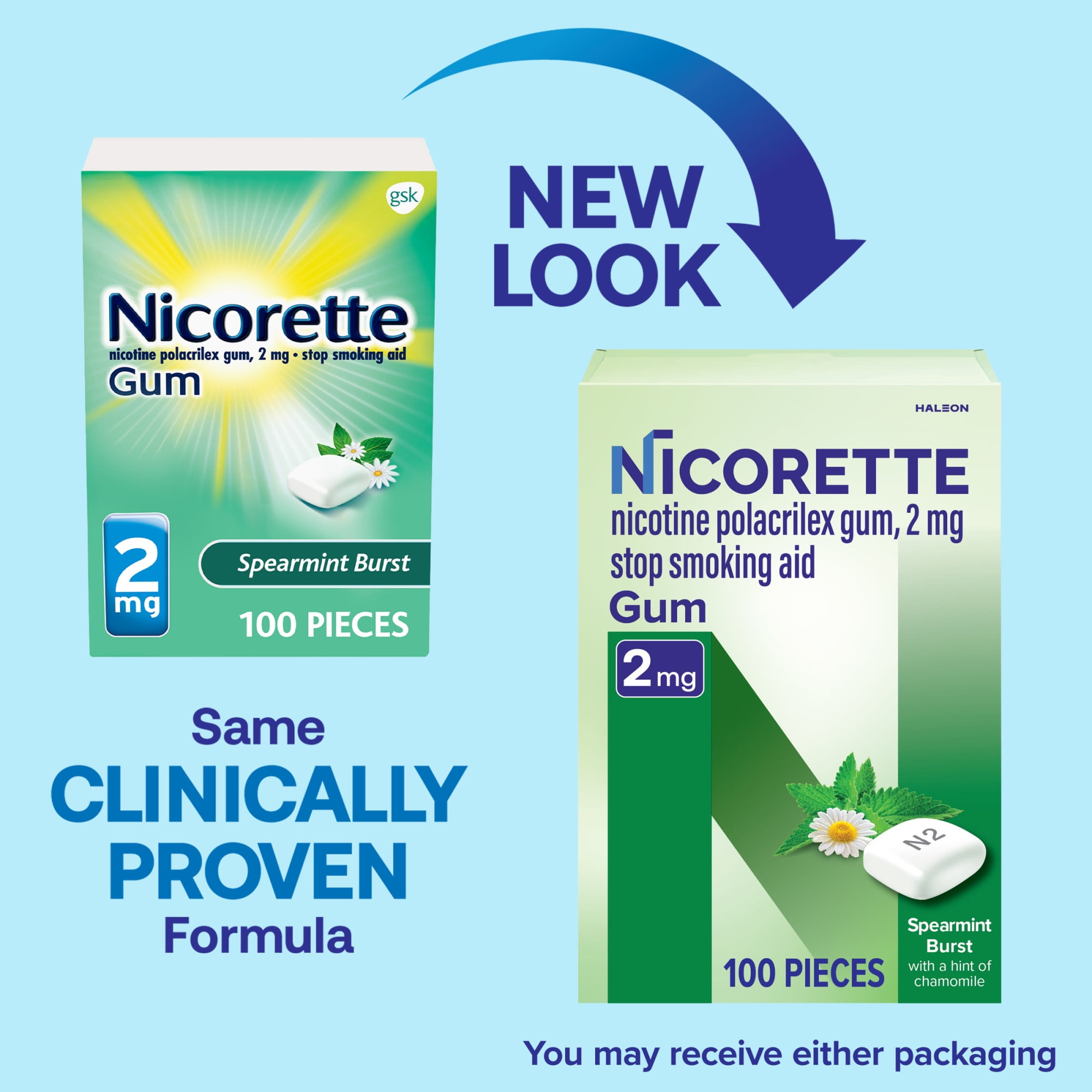 高評価レビュー Nicotine Nicorette Gum, Spearmint Mg, 2 Aids, Smoking Stop ベース