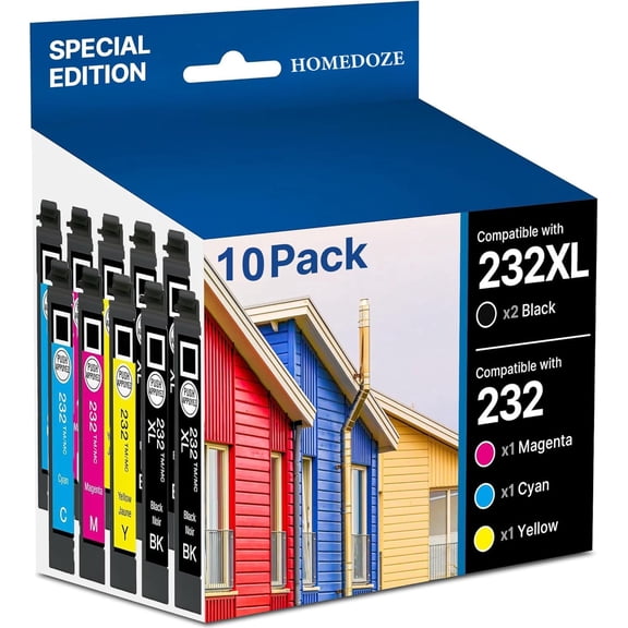 232xl Ink Cartridges Latest Upgrade Compatible for Epson Ink 232xl 232 XL Works with Workforce WF-2930, WF-2950, Expression XP-4200, XP-4205 (Black Cyan Magenta Yellow, 10Pack)