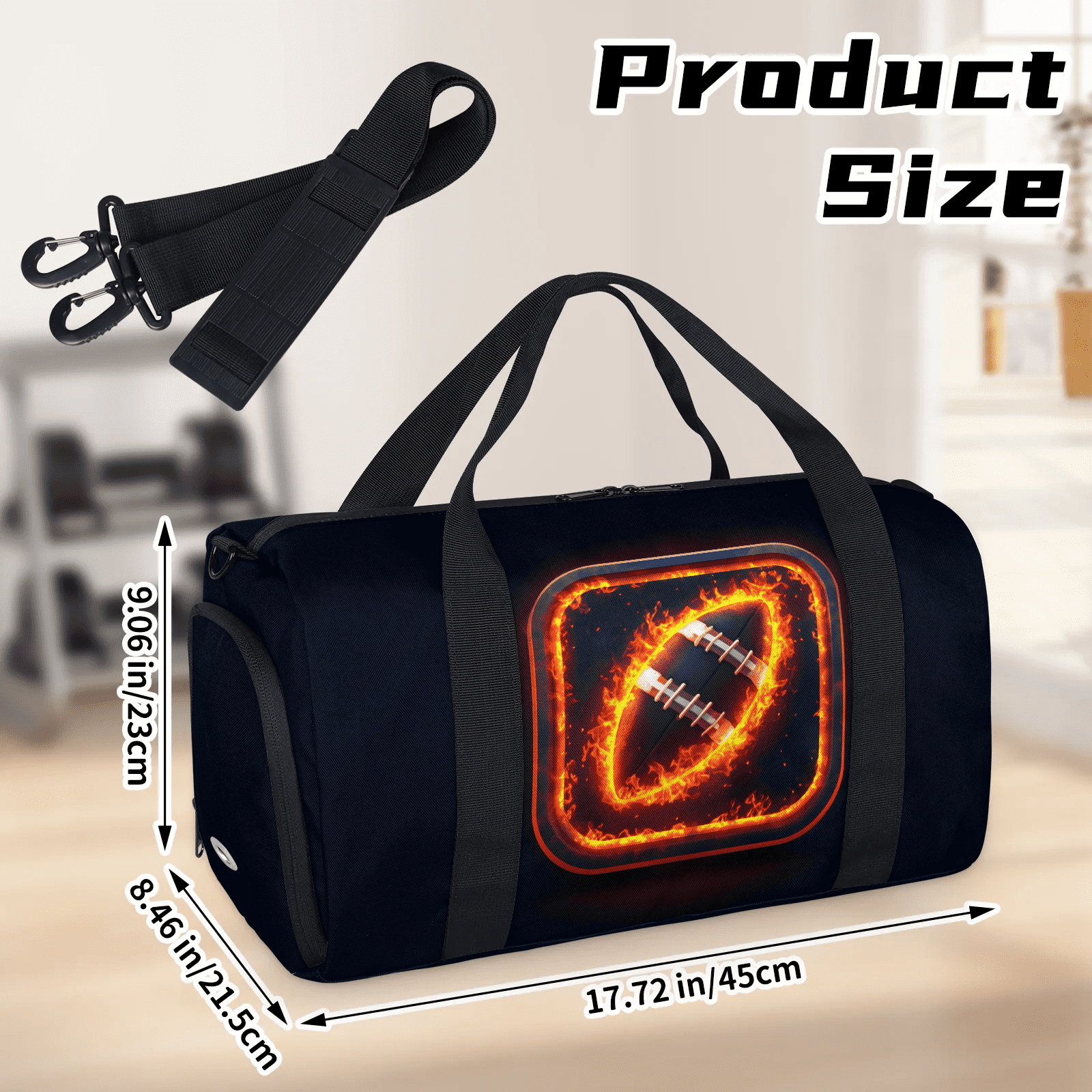 Duffle Bag for Men Small Overnight Travel Sport Gym Bag Weekender Carry On Shoulder Bag with Shoe Compartment,Football Pattern