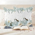 thumbnail image 3 of Teal Blue Fall Outdoor Waterproof Pillow Covers, Thanksgiving White Pumpkin Eucalyptus Decorative Square Throw Pillowcase Sofa Cushion Sham for Patio/Couch/Chair, 18"x18" 2 Pack, 3 of 8