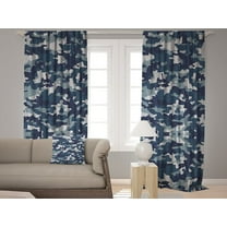 3S Brother's Real Camo Camouflage Woodland Hunter Theme Curtain for Bedroom Living Room Set of 2 Hanging Rod Pocket and Back Tap Curtain Panels Home Fashion Home Décor (52"x72" Navy Blue)Each