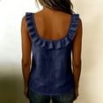 thumbnail image 5 of ClodeEU Women's Cute Square Neck Ruffle Trim Tank Top, Casual Sleeveless Blouse Navy,Women's Plus XXL, 5 of 8