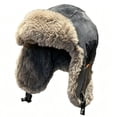 thumbnail image 4 of YUANxueke Trapper Hat for Men Winter Warm Suede Fuzzy Russian Ushanka Trooper Aviator Hats with Ear Flaps, 4 of 5