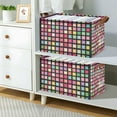 thumbnail image 2 of Yayeee Foldable Storage Basket for Shelves with Handles Set of 2 Waterproof Cloth Bins, Colorful Block Pattern, 2 of 7