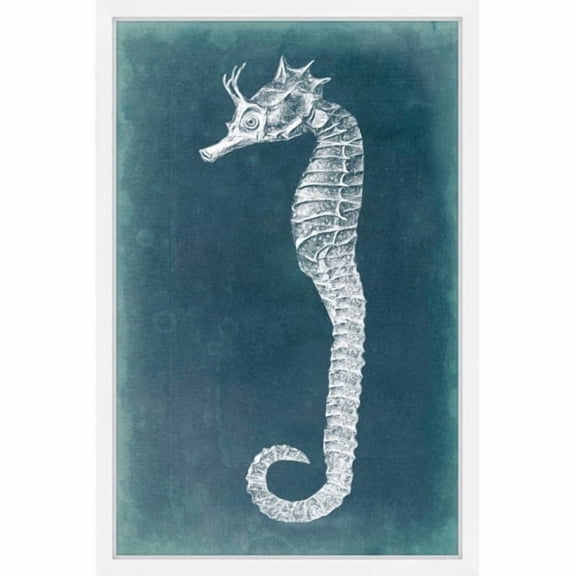 "Azure Seahorse I" Framed Painting Print