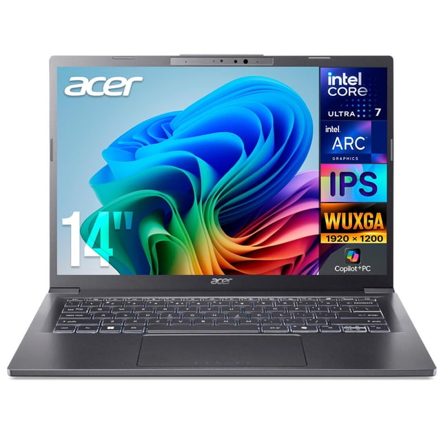 Laptop AI PC ACER Aspire 14 AI Intel Core Ultra 7 258V 32GB LPDDR5X SSD 1TB Pantalla 14" Touch IPS WUXGA Copilot+ PC NPU 47 TOPS Windows 11 Teclado Ingles