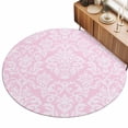 thumbnail image 2 of Small Round Rug 3Ft, Pink Boho Flowers Non-Slip Washable Circle Rugs Carpet, Vintage Ethnic Flowers Botanical Indoor Outdoor Rug Floor Mats Throw Runner for Bedroom Living Room Bathroom, 2 of 8