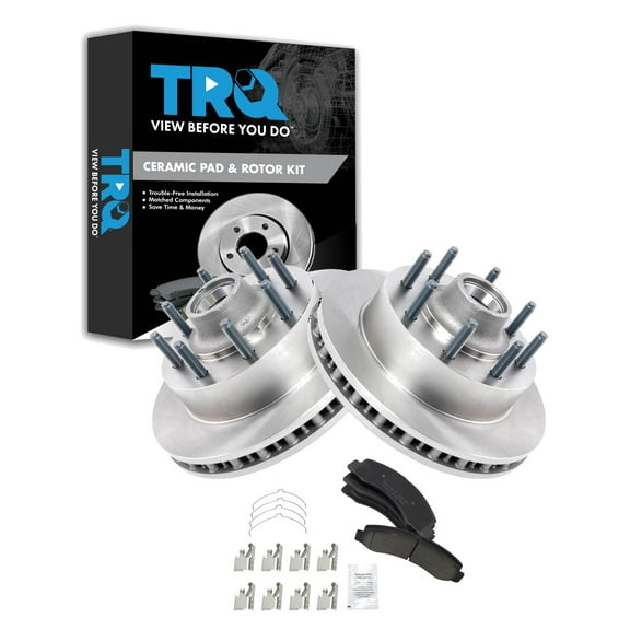 TRQ Front Brake Pad & Rotor Kit Brake Pads Brake Rotor Ceramic Fits Select 2003-2004 Ford Excursion F-250 Super Duty F-350 Super Duty