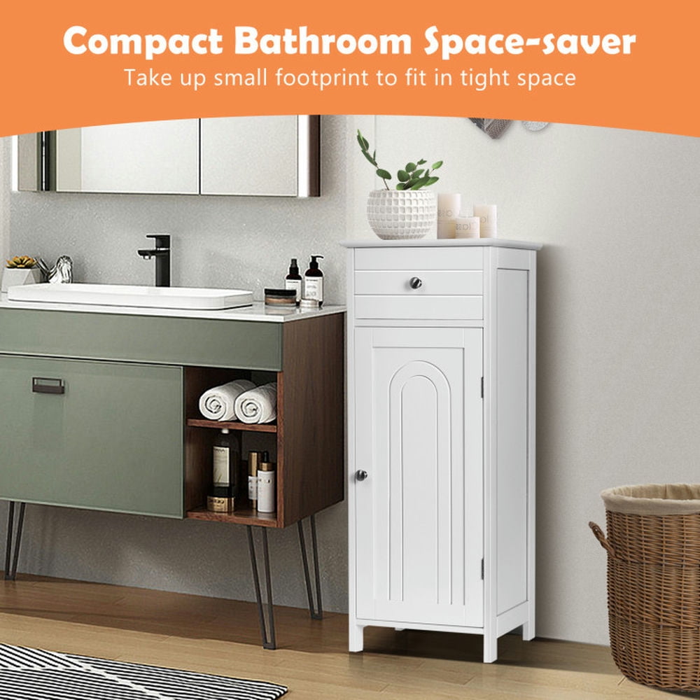 Finihen Bathroom Storage Cabinet, Bathroom Floor Cabinet, Wooden Storage Free-Standing Floor Cabinet with Drawer and Shelf, for Bathroom, Living Room, Bedroom, Kitchen, White Finihen Bathroom Storage Cabinet, Bathroom Floor Cabinet, Wooden Storage Free-Standing Floor Cabinet with Drawer and Shelf, for Bathroom, Living Room, Bedroom, Kitchen, White