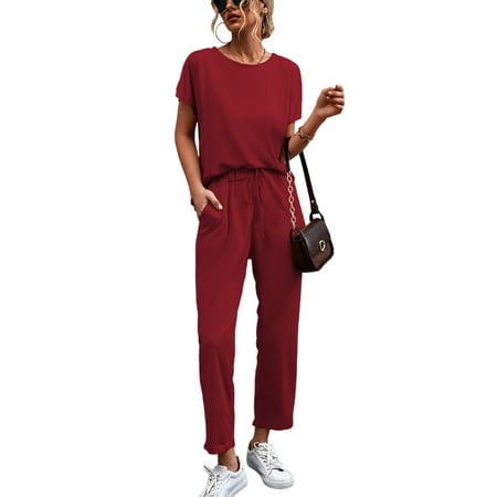 

UKAP Women s Pajamas Set Short Sleeve Trousers Sleepwear Set Nightwear Soft Pj Lounge Sets Casual Nightwear Soft Pj Lounge Sets Size S-3XL