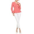 thumbnail image 2 of Allegra K Women's Work Office Button Decor Long Sleeves Peplum Blouse Top, 2 of 6