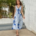 thumbnail image 3 of Santorini, Greece Womens Night Club Maxi Dress V Neck Sleeveless Bohemia Long Dresses, 3 of 9
