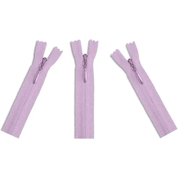 9" Unique Invisible Zipper YKK Conceal ~ Invisible (12 Zippers/Pack) Select Size, Color (9 inch, 553 Lavender)