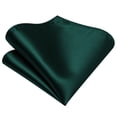 thumbnail image 4 of Dark Green Ties for Men Silk Satin Necktie and Pocket Square Cufflinks Tie Clip Lapel Pin Set Wedding Business 5PCS, 4 of 5