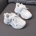 thumbnail image 5 of CAUYDY Boys Kids Black Mesh Athletic Running Shoes Lightweight Non Slip Lace Up Dad Sneakers for School Playground and Casual Wear(L101-White,10.5), 5 of 6