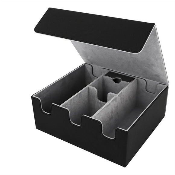 Caja de Almacenamiento de Tarjetas para Cartas Coleccionables, Caja de Almacenamiento TCG con Magnético para , y Tarjetas Deportivas, Negro+Gris
