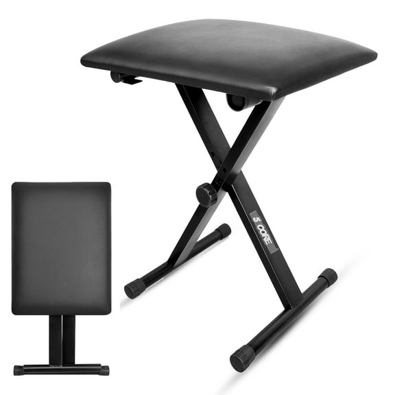 Keyboard Bench Pair X Style Piano Stool Thick Padded 12 to 18.5 inch Adjustable Keyboards Chair Black