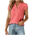 thumbnail image 1 of Womens Casual Tops Business Work Blouses Button Shirts Short Sleeve V Neck T-shirt, 1 of 5