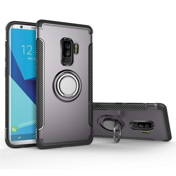 Mignova Galaxy S9 Plus Case, Two-layer Reinforced Back Cover Protect Case with Ring Holder for Samsung Galaxy S9 Plus(Grey)