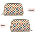 thumbnail image 3 of Naloa Floral Checkerboard Leather Makeup Bag for Purse Travel, Portable Small Cosmetic Organizer for Women and Girls, Make up Bag with Zipper, 3 of 8