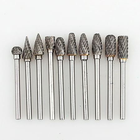 

HERCHR Tungsten Carbide Burr Rotary Cutter files Set 10x 1/8 Tungsten Carbide Burr 3mm Rotary Cutter files Set CNC Engraving CED 6mm