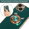 thumbnail image 2 of Design for iPhone 13 Case, Built-in 360° Rotatable Ring Holder Magnetic Kickstand Soft Silicone Ultra Slim Edge Plating Protective Cover 2021 6.1 Inch (Dark Green), 2 of 4