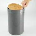 thumbnail image 3 of mDesign Plastic Round Trash Can Small with Swing-Close Lid - Dark Gray/Natural, 3 of 6