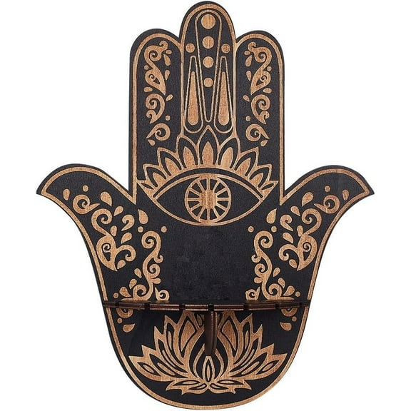 1 Set Hamsa Hand Wooden Crystal Sphere Display Stands Witch Stuff Wiccan Altar Decor Witchy Supplies Small Tray for Witchcraft Black 250x54.5x300mm