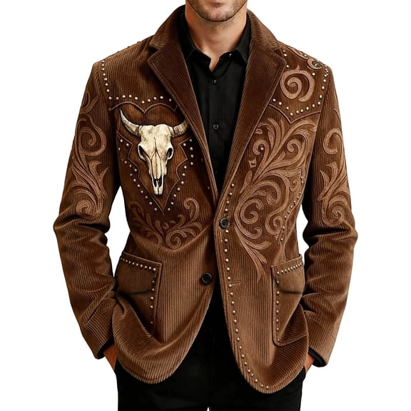 Retro Western Style Jacket With Geometric Pattern Design For Cowboy Fashion And Casual Wear