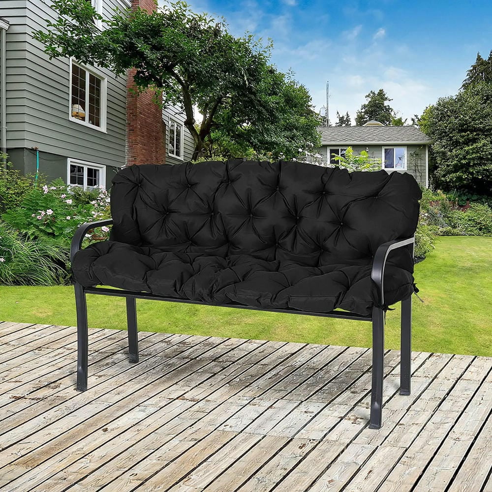 Topcobe 59" x 38" Tufted Bench Cushion for Outdoor Furniture, 3-Seater Replacement for Swing Chair, Patio Sofa/Couch, Patio Cushions for Outdoor Backyard Garden Porch, Black