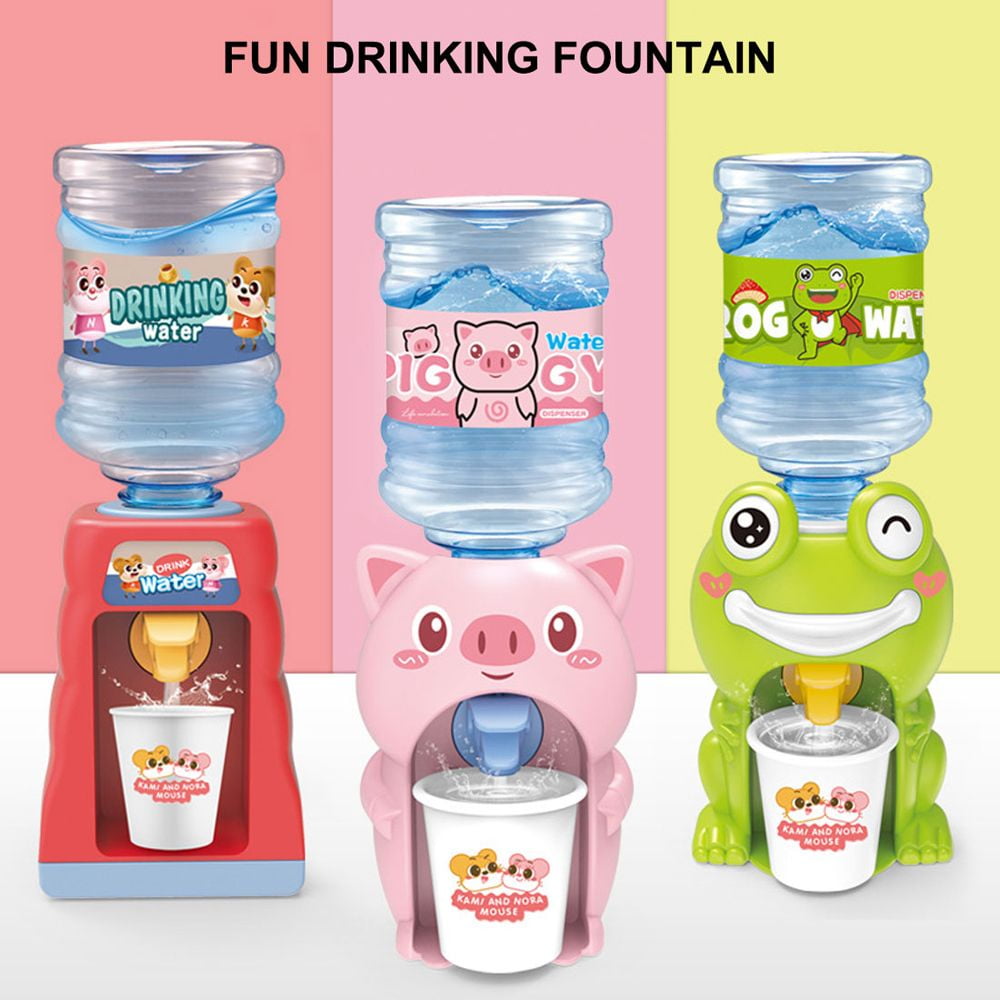 2Pcs Mini Water Dispenser for Kids Cartoon Pig Dog Kids Water Machine  Drinking Water Fountains Toys – Pink + Yellow –  – Toys and  Game Store