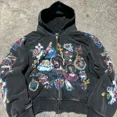 thumbnail image 4 of Sudadera informal y2k para mujer, cárdigan con cremallera, sudadera holgada con capucha, letras estampadas versátiles, patrón geométrico de hip hop, novedad de 2024, 4 of 5