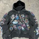thumbnail image 4 of Sudadera informal y2k para mujer, cárdigan con cremallera, sudadera holgada con capucha, letras estampadas versátiles, patrón geométrico de hip hop, novedad de 2024, 4 of 5
