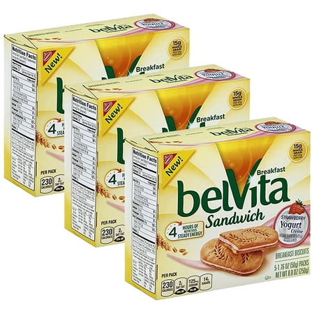 belVita Breakfast Sandwiches, Strawberry Yogurt (Pack of