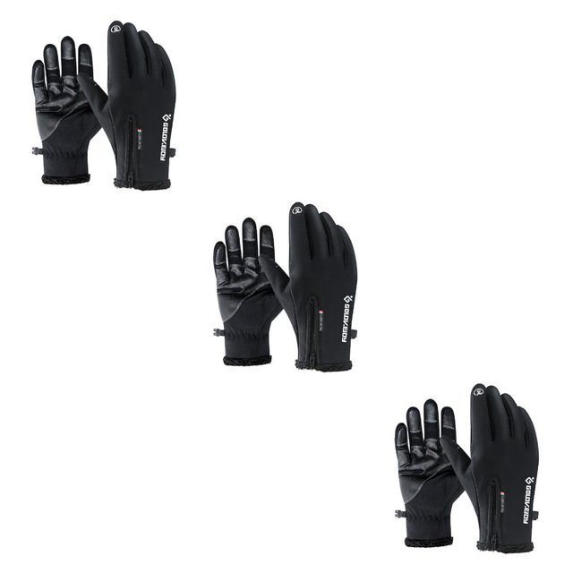 maskred Winter Warm Gloves Thermal Outdoor Sport Windproof Riding Touch Screen Keep Warm black L 3Set