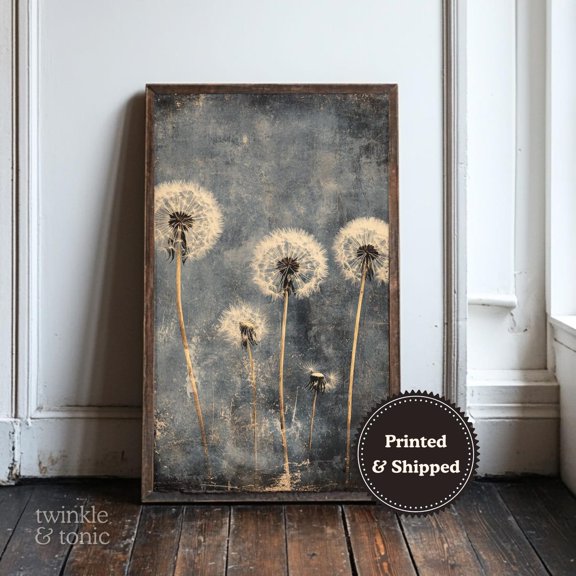 PosterArt Vintage Dandelion Poster Rustic Wildflower Art Dark Academia Wall Décor for Antique-Inspired Homes, 8x12 UNFRAMED