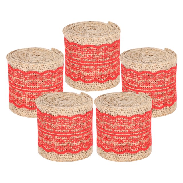 Cinturón De Yute De Encaje Cinta De Arpillera De Colores Rápidos 5 Piezas Para El Hogar Para Coronas De Puertas Bodas Fiestas De Cumpleaños ANGGREK Arte y Manualidades