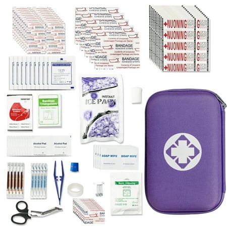 Travel First Aid Kit Car Emergency Kit 274 Pcs Camping Essentials Survival Kit Backpack For Businesses Office Boat Home Purple