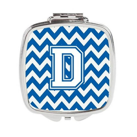 Carolines Treasures  Letter D Chevron Blue & White Compact Mirror - 3 x 0.3 x 2.75 in.