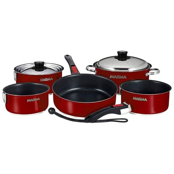 Magma Products 10 Pc Induction Cookware Set w/ Nonstick Enamel Finish, Red