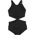 thumbnail image 1 of Reebok Womens Solid One Piece Halter Top Swimsuit, Black, X-Small, 1 of 2
