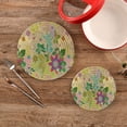thumbnail image 2 of FREEAMG Colored Flowers Placemats Set of 2, Woven Washers, Cotton, Round Large Pot Holder, Heat Resistant, for Pot Countertops, 2 of 7
