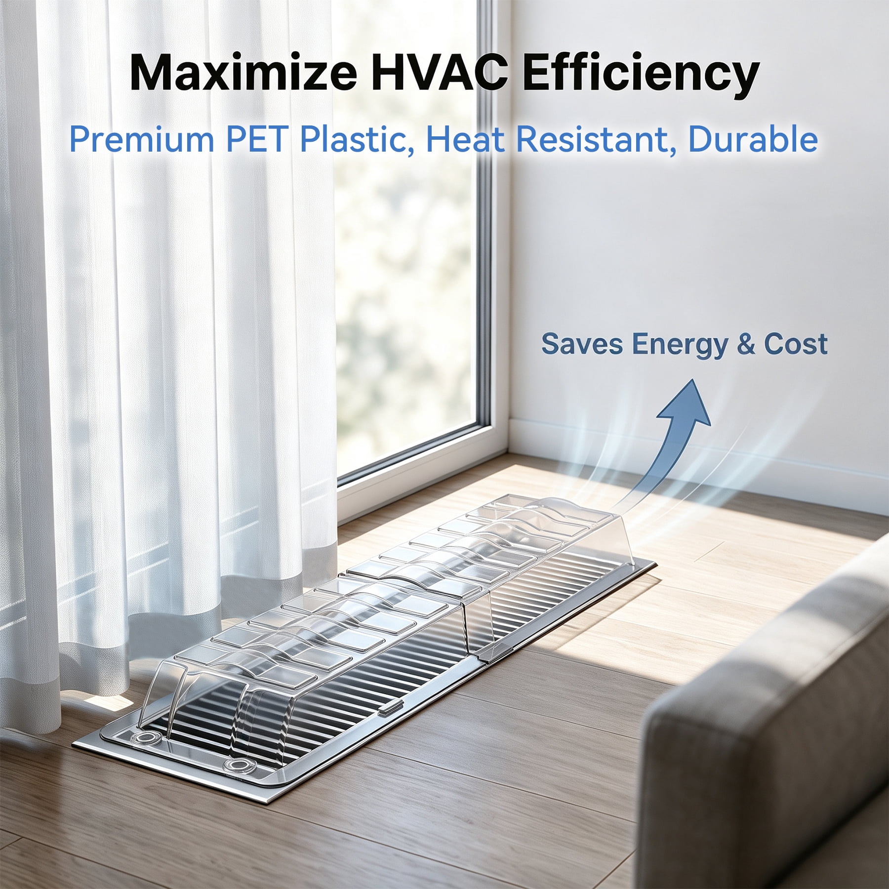 Sideways Magnetic Vent Extender for Under Furniture, Floor Resiter Vent Deflector Fits Vents 3" - 6" Wide (1PCS)