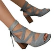 thumbnail image 2 of Lovskoo 2024 Women's High Heels Shoes Open Toe Strappy Lace Up Heels for Wedding Prom Party Gown Shoes Blue, 2 of 6