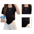 thumbnail image 4 of Camisa corta con cuello redondo para mujer,Camisa torcida para mujer,Camiseta corta para mujer,Top irregular para mujer,Valor inmejorable, 4 of 8