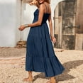 thumbnail image 4 of PENGXIANG Robes d'Été pour Femmes Boho Bretelles Spaghetti Smockées Robes Longues de Plage Sans Manches Robe Maxi Unie, 4 of 9