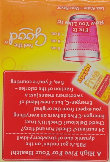 Alacer Emergen C Five Fizzy Drink Mix, 30 ea