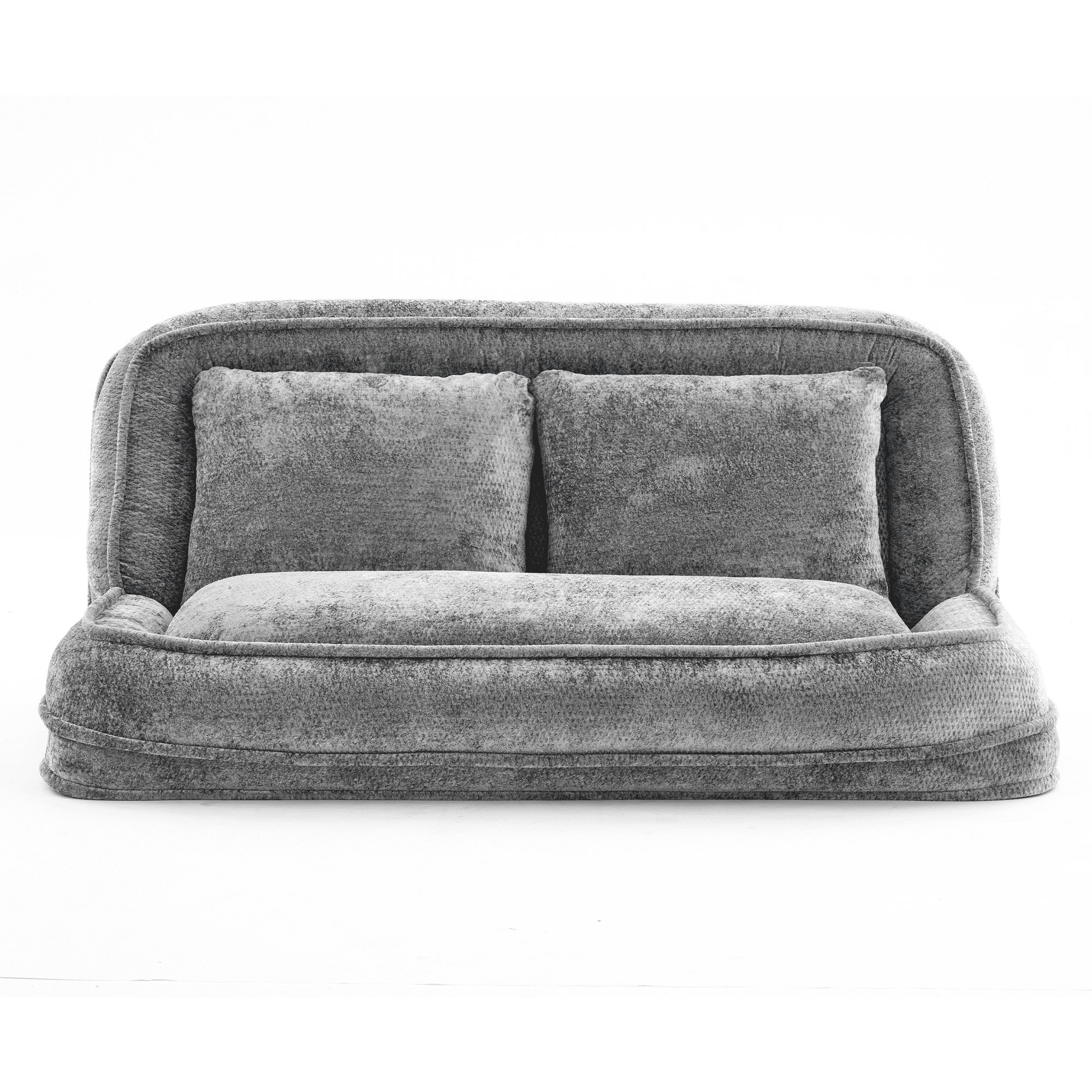 ZephyPaws Double Human Dog Bed,Extra Large Floor Couch with 5 Adjustable Position,Foldable Lazy Sofa Bed with Plump Pillow,2-in-1 Loveseat Couch Fits You & Pets, Plush Chenille,Light Gray